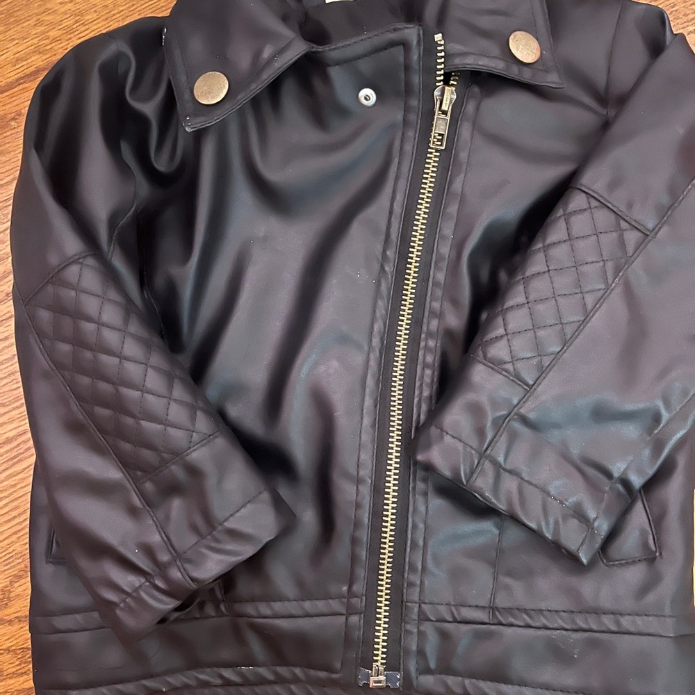 Black Quilted Faux Leather Jacket
